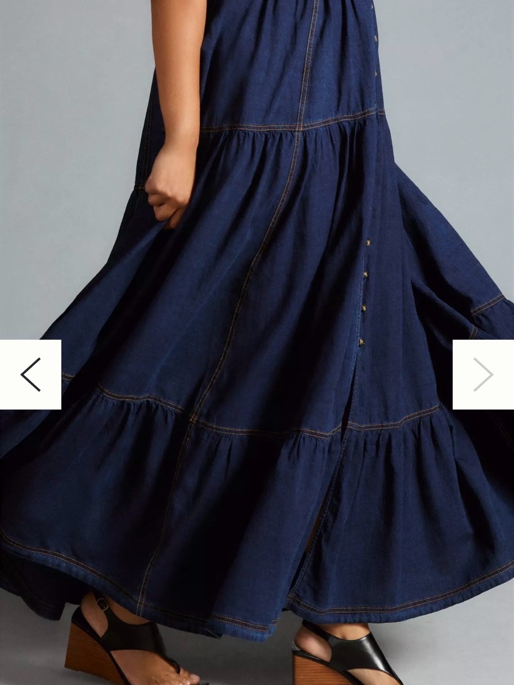 Anthropologie Pilcro Sweetheart Flutter-Sleeve Denim Buttondown Maxi Dress - Picture 3 of 13